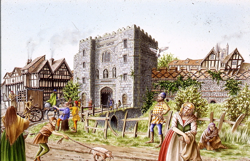 Medieval Newgate reconstruction painting