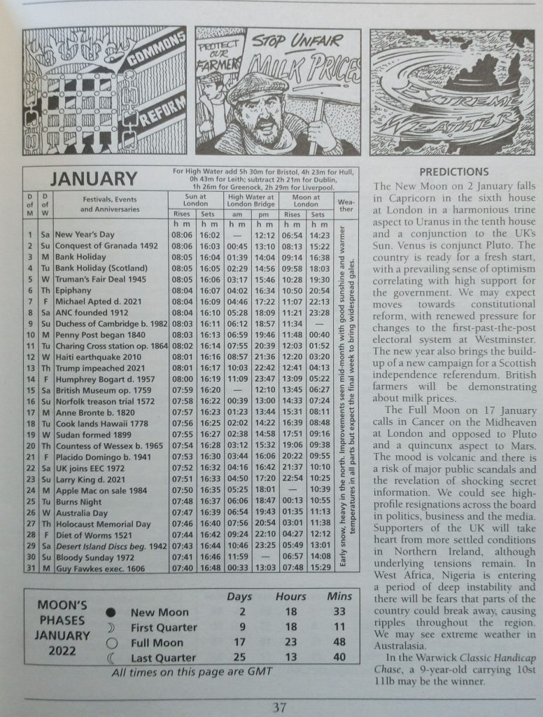 Old Moore's Almanac for 2022 photo of January