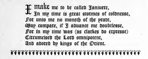 Verse about January from the Kalendar of Shepherde's (translated from the 1493 Paris edition)