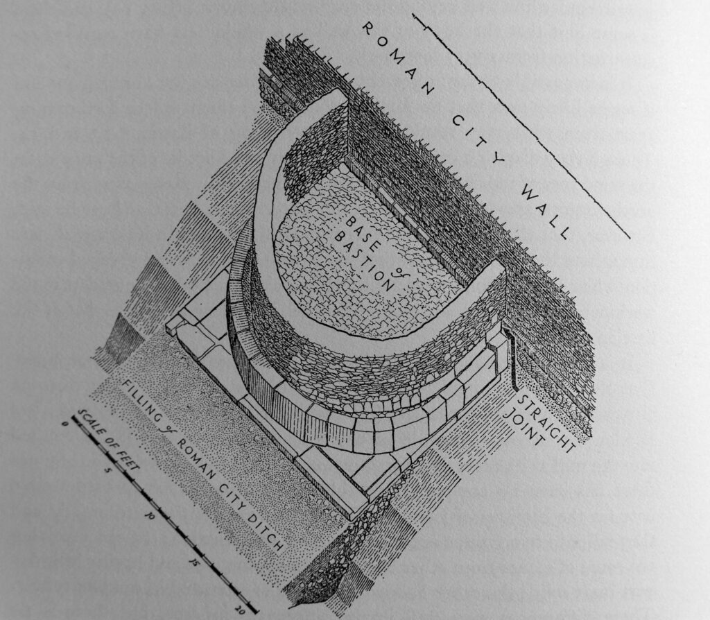 Drawing of the Roman Wall and bastion