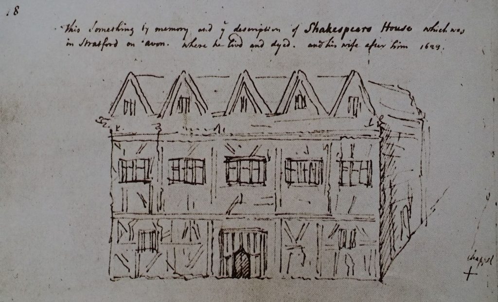 SKETCH OF NEW PLACE, SHAKESPEARE'S HOME IN STRATFORD ON AVON