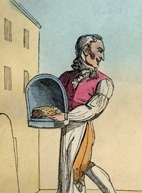 Hot plum pudding seller from Sam Syntax Cries of London 1820s
from the Gentle Author Spitalfields Life web site