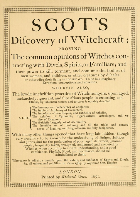 Frontispiece of Scots Discovery of Witchcraft.
