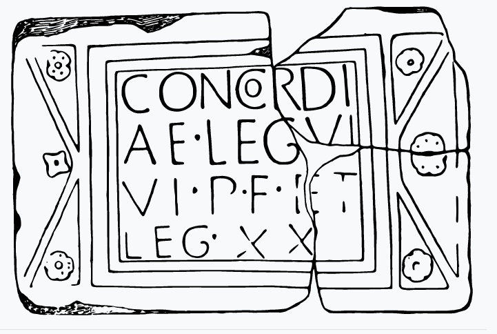 “To Concordia,¹ the Sixth Legion, Victorious, Loyal and Faithful and the Twentieth Legion [dedicates this].”