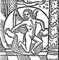 black and ehite engraving Aquarius (detail from Kalendar of the Shepherds)