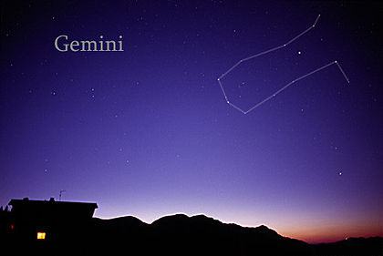 Photo  of consteltion of gemini with connecting lines to show it better