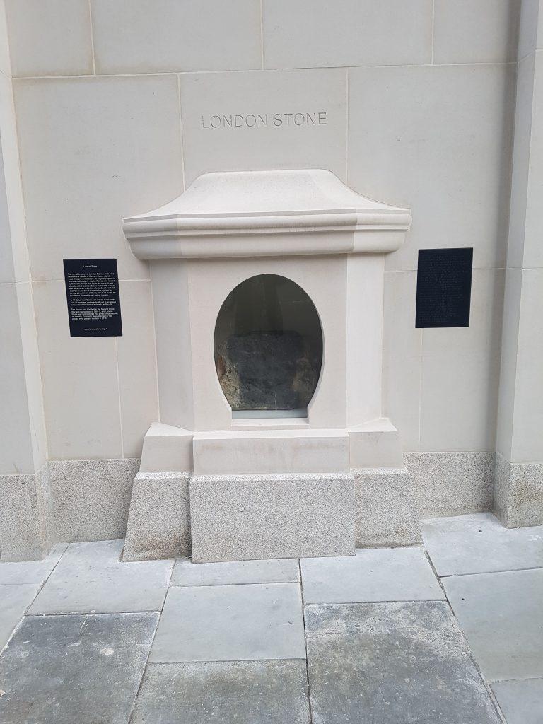 Picture of the plinth in which London stone is rehoused recently