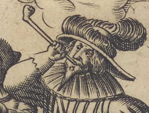 engraving of a man smoking
Lobspruch deß edlen hochberühmten Krauts Petum oder Taback Nuremberg, 1658 New York Public Library Public Domain