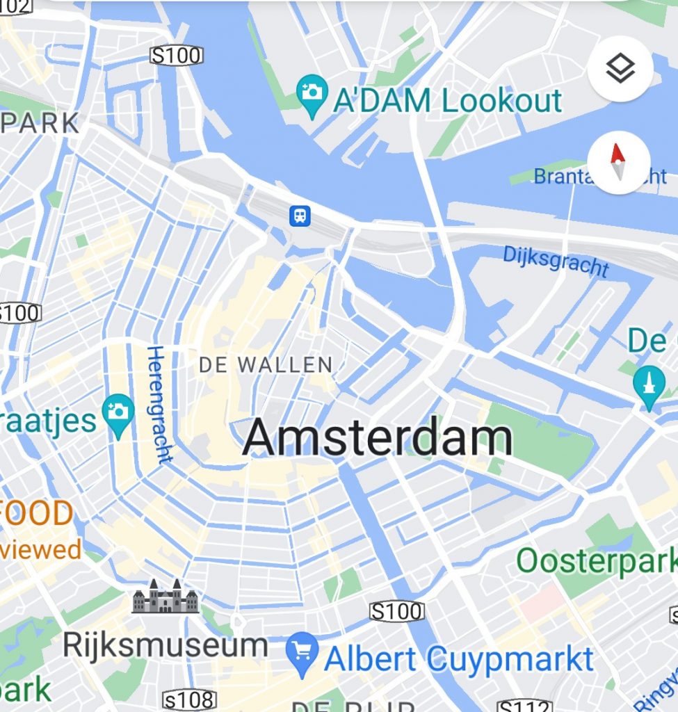Google Map of the Hiatoric Centre 0f Amsterdarm