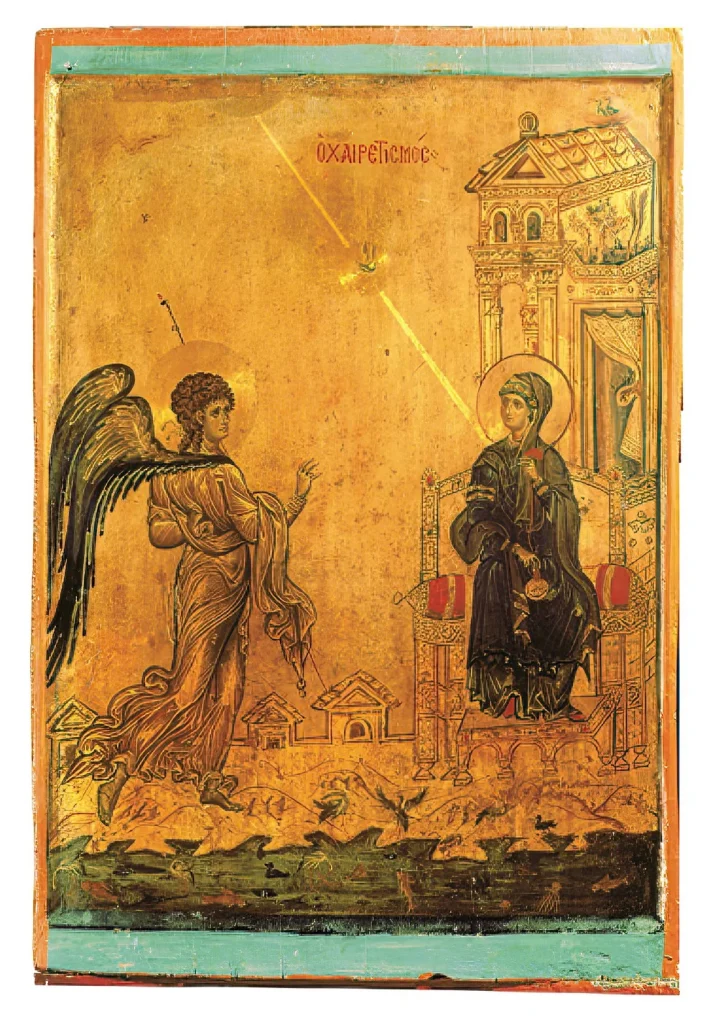 The Annunciation, St Catherine's Monastery,   12th Century. showing the archangel gabriel telling Mary about the conception of jesus