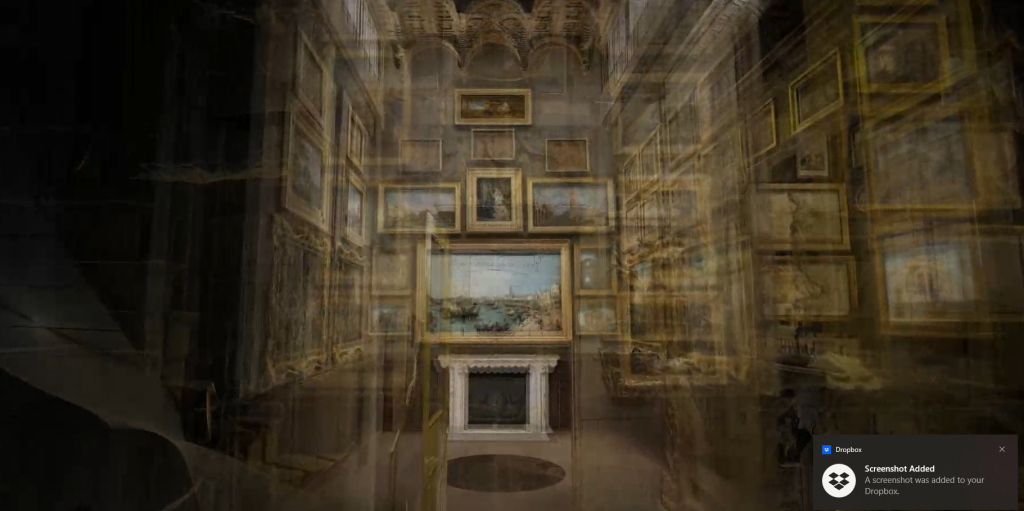 Screen Shot of the Virtual Tour of the Sir John Soane Museum showing the approach to the Paintings Room
