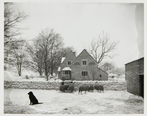 Snowy scene of Cotswold Cottage relocated to Dearborn, Michigan, Jan 1931