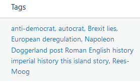 Tags on my Brexit anniversary post last year anti-democrat, autocrat, brexit lies etc
