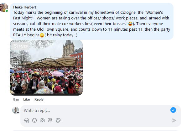 Screenshot of Facebook post about Women's Fast night in Cologne on 8th February.