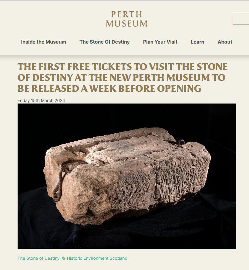 Webpage of the Perth Museum show a photo of the Stone of Destiny
