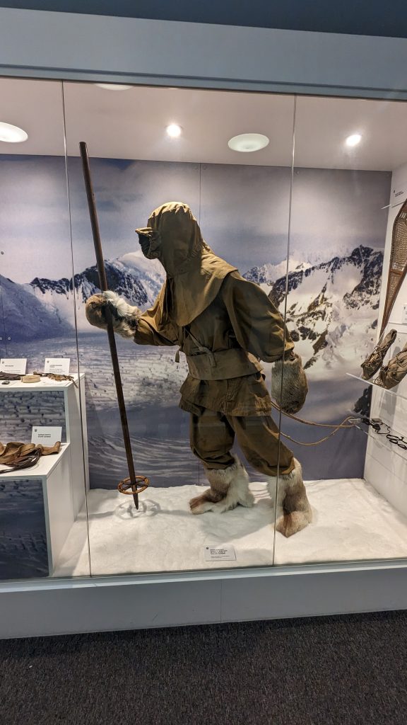 photograph taken by Kevin Flude of the display of Antarctic Explorer's Kit 1912 (reconstruction) at Gilbert White's House in Hampshire